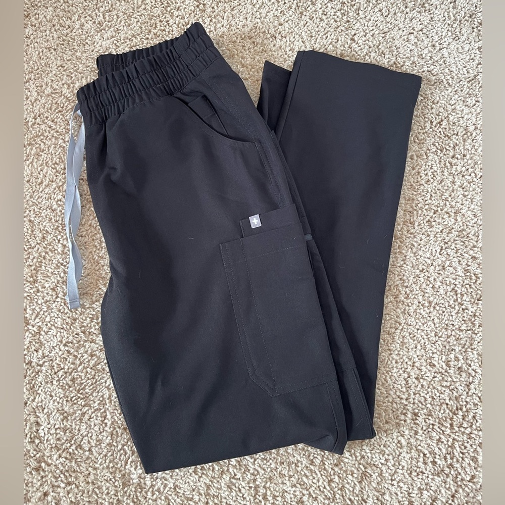 Figs Black High Waisted Yola Srcub Pants